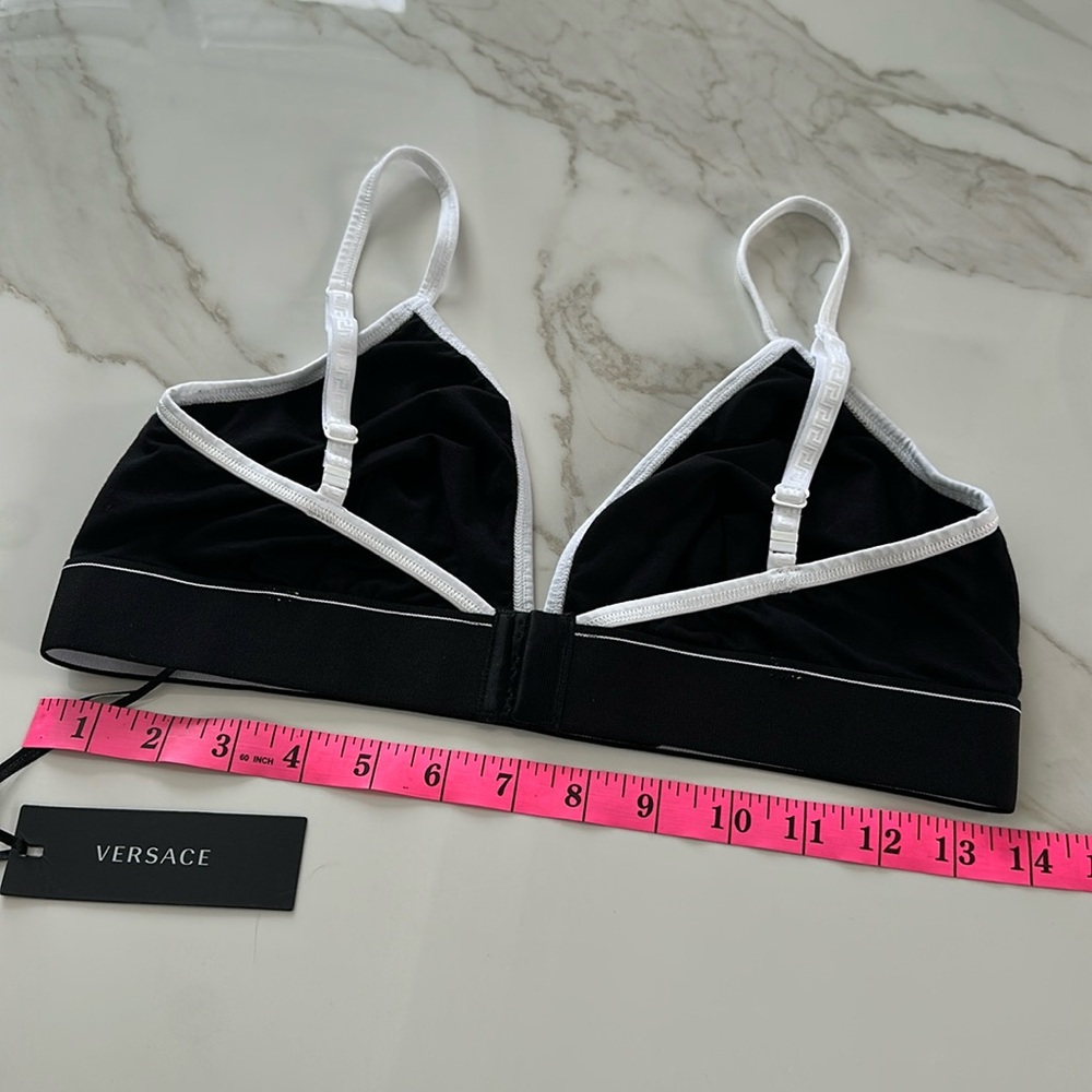 NWT VERSACE Black and White Triangle Bralette Bra Size XL Triangle Bra Cotton - Picture 10 of 12